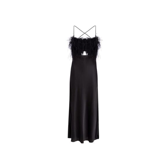 PatBo feather trim slip dress black US4 - Picture 5 of 13